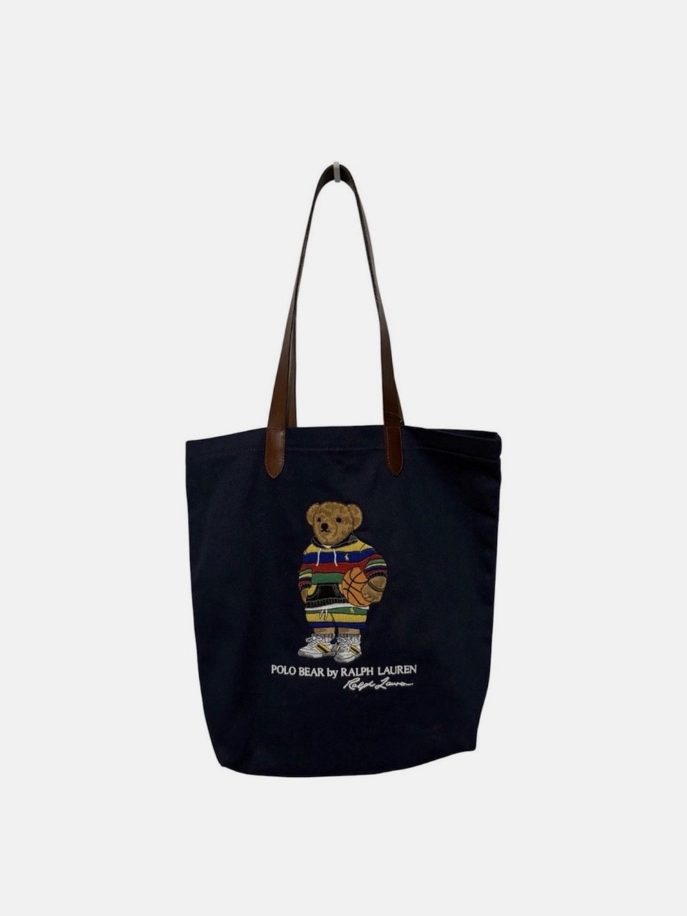 Unisex Polo Ralph Lauren BASKETBALL BEAR Cotton Twill Embroidered Tote Bag.